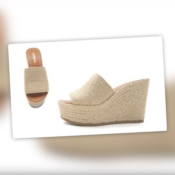 1 Left! Soda Bounty Woven Jute Wedge Heel Espadrille 10 - Picture 2 of 7